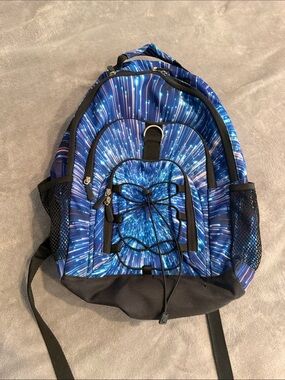 Pottery Barn Teen Blue Burst Pattern Backpack with Front Bungee